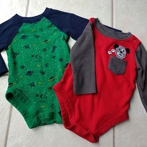 2 long-sleeved bodysuits